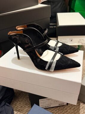 Malone Souliers MAUREEN Black Lace Mules 💕